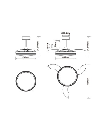LUNA  S * VENTILADOR PEQUEÑO LED - BLANCO